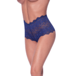 Shorty en dentelle à entrejambe ouvert S/M, bleu myrtille – Image 2