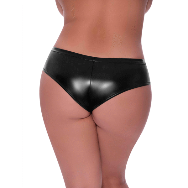 Shorty ouvert à l’entrejambe taille basse Magic Silk noir 2X