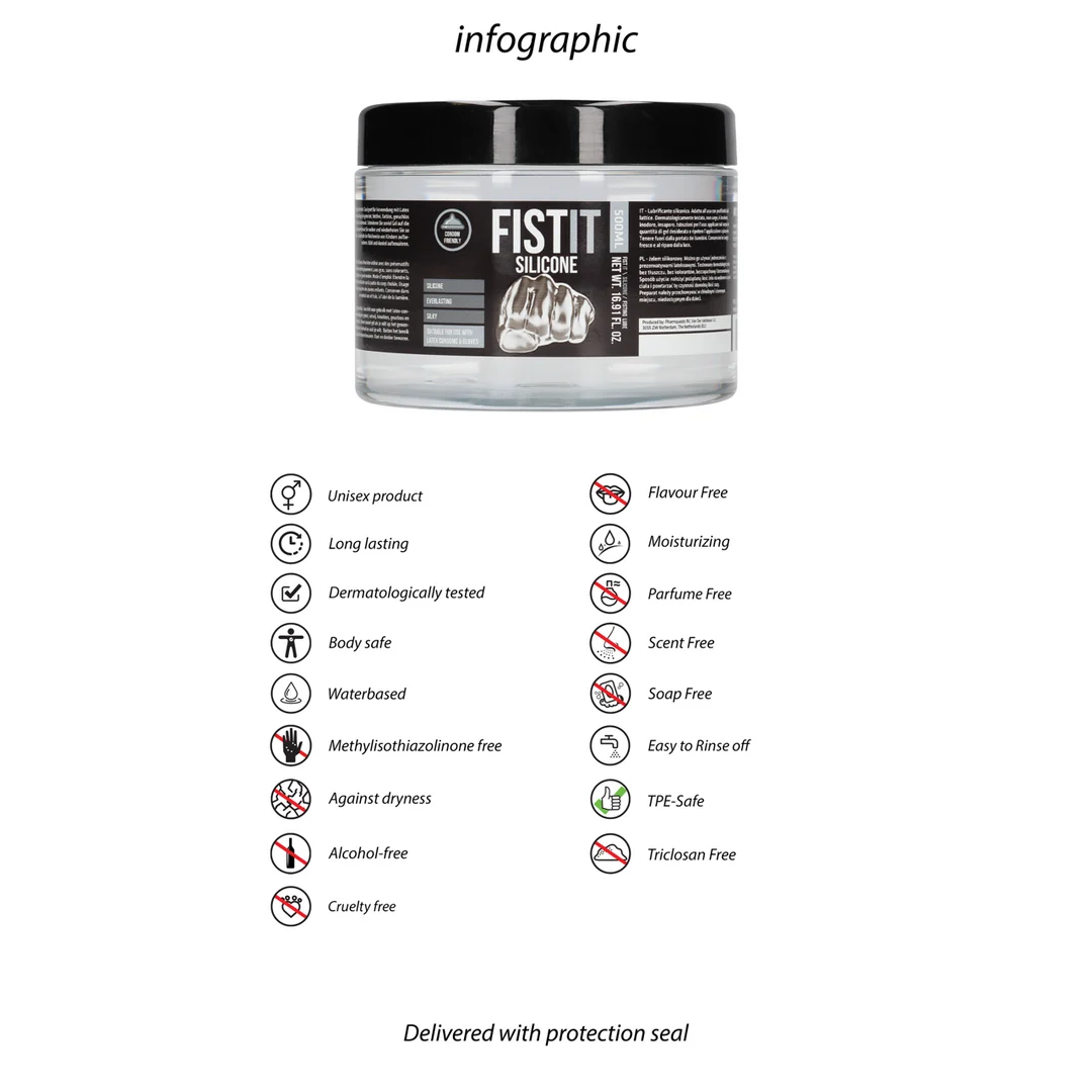 Lubrifiant au silicone, testé dermatologiquement et compatible avec les préservatifs en latex, sans parfum et sans goût, 500 ml, Fist It by Shots – Image 5