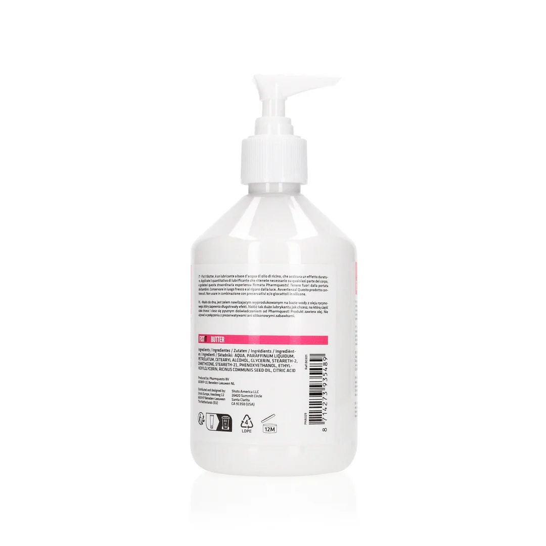 Lubrifiant à base d’eau, effet longue durée avec de l’huile de ricin, sans parfum et sans goût, 500 ml, Fist It by Shots – Image 1