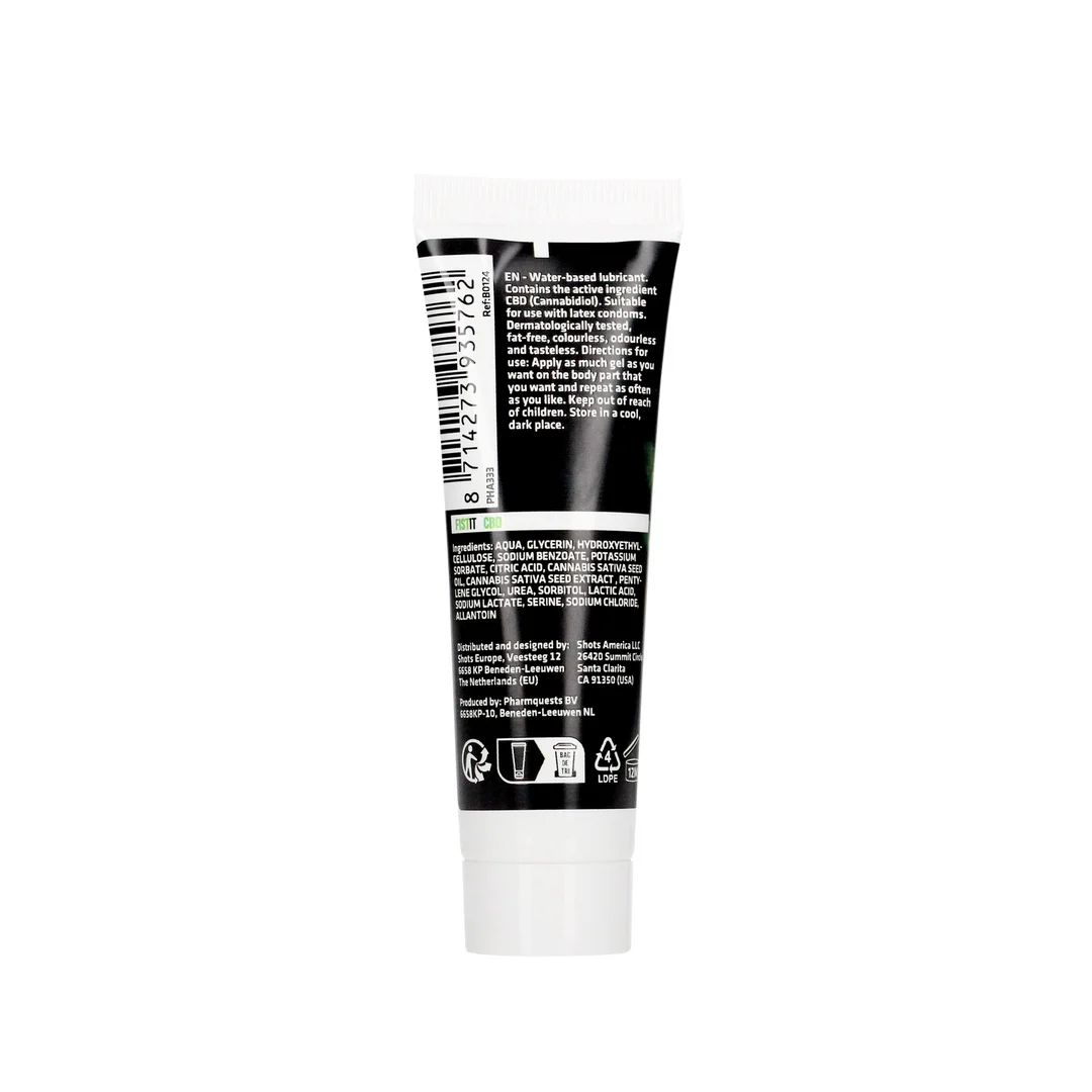 PHA333_1 Lubrifiant à base d’eau avec CBD actif (cannabidiol), testé sous contrôle dermatologique, sans parfum et sans goût, 25 ml, Fist It by Shots – Image 1