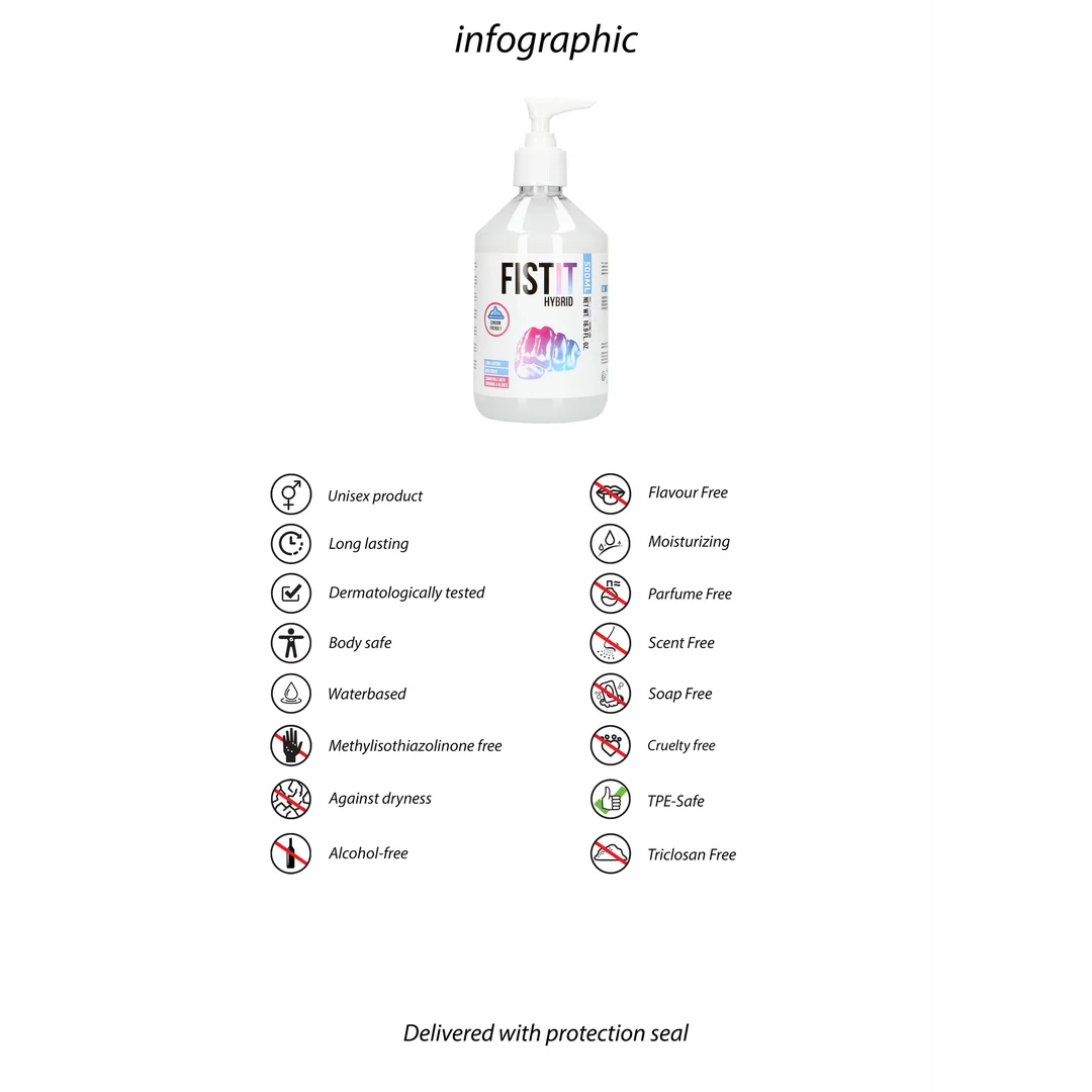 Lubrifiant neutre – Formule hybride à base d’eau et de silicone – Sans parfum, sans goût – 500 ml – Fist It by Shots – Image 2