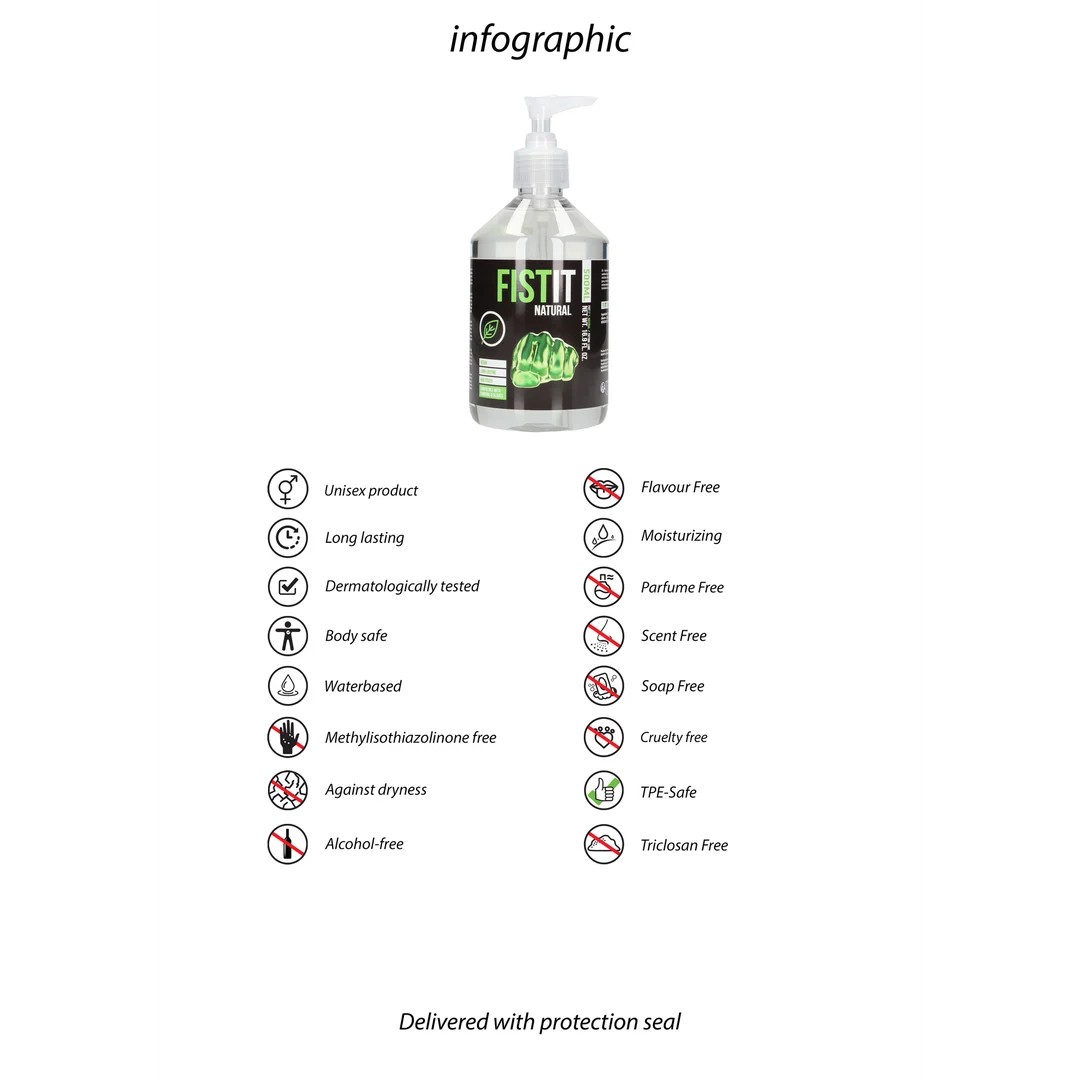 Lubrifiant à base d’eau, formule naturelle et végane, sans parfum et sans goût, 500 ml, Fist It by Shots – Image 2