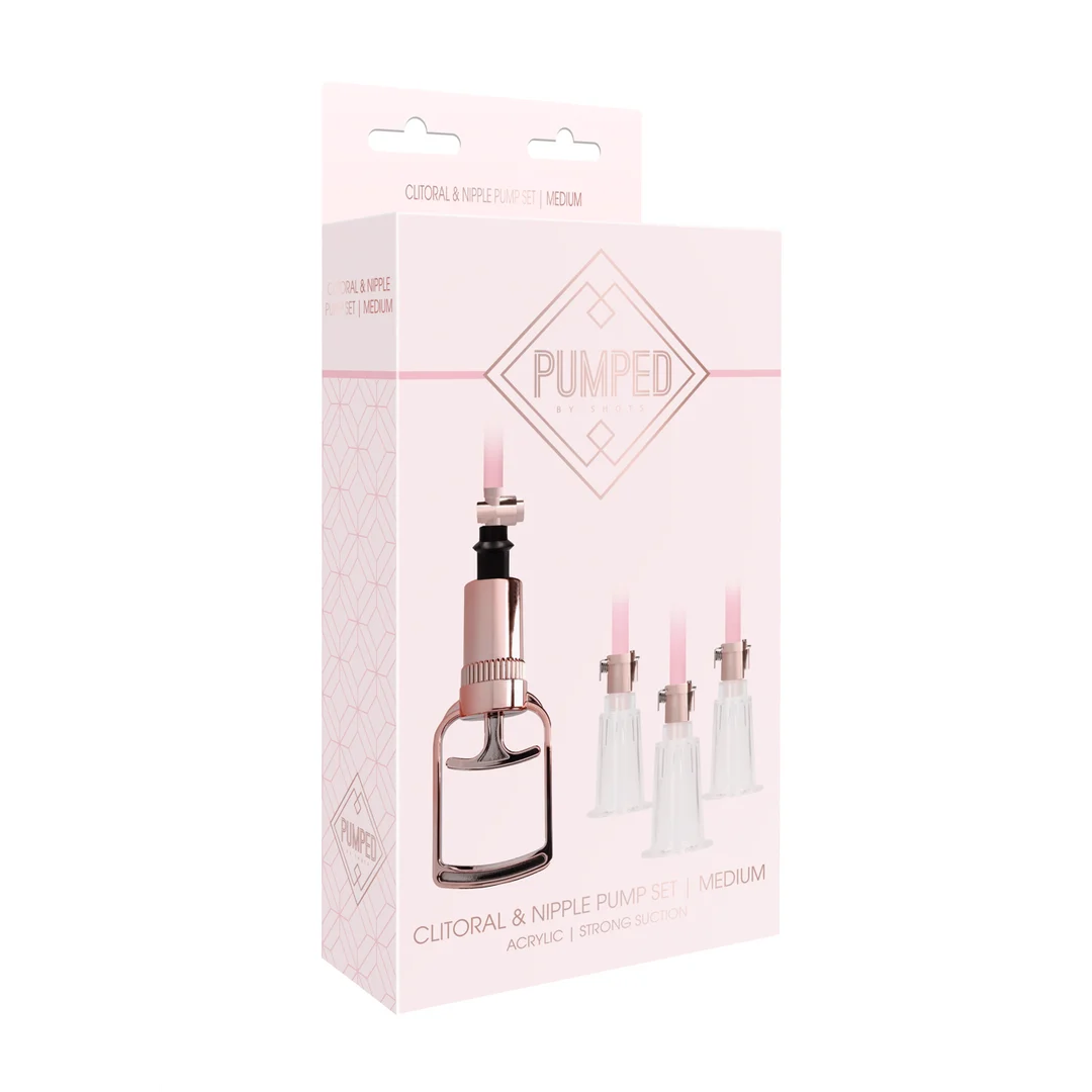 Kit de pompe clitoridienne et tétons Pumped by Shots taille moyenne – Image 1