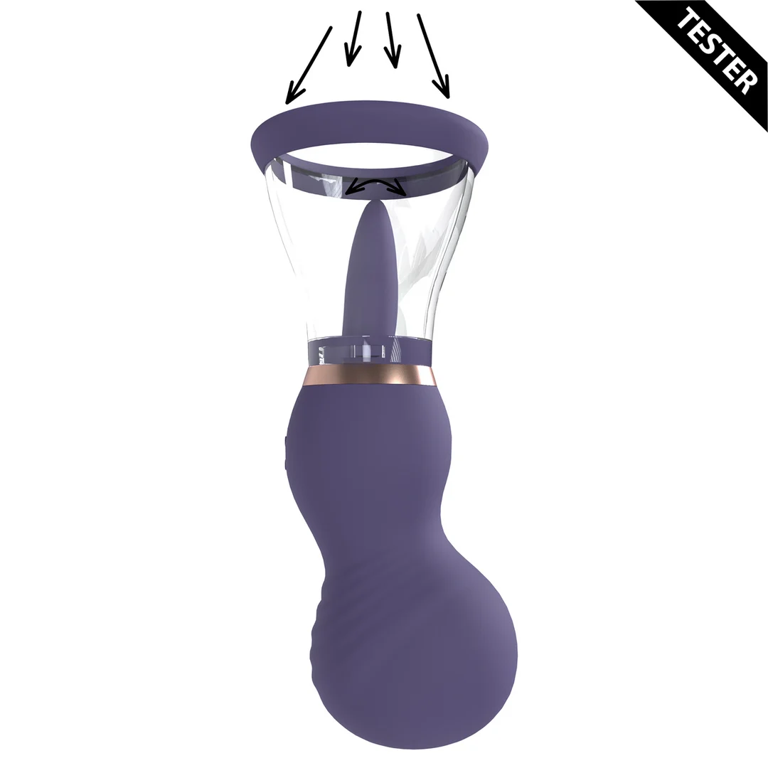 Accessoire pour hommes avec embouts souples – Pompe rechargeable pour vulve et poitrine, violet, testeur – Image 4