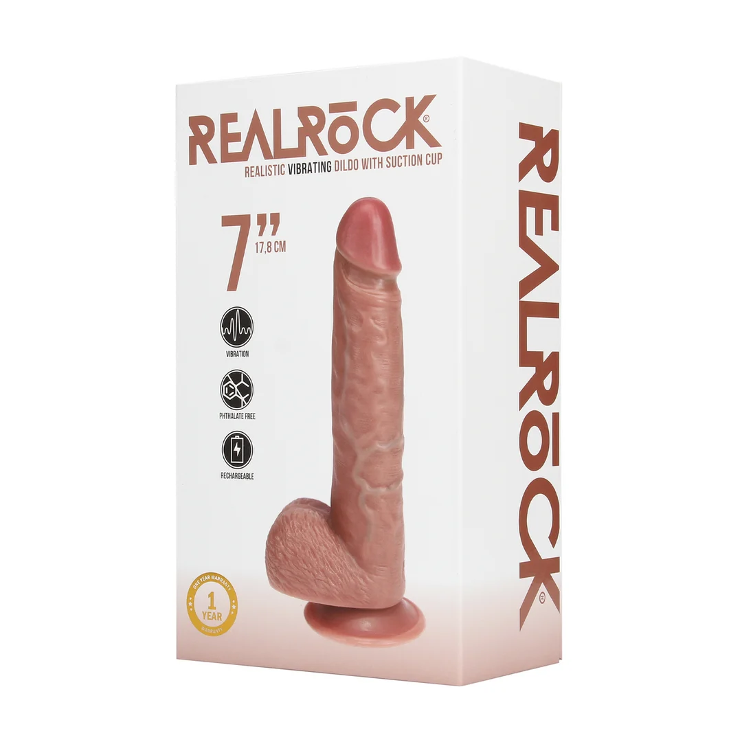 Vibromasseur réaliste avec ventouse, compatible avec un harnais RealRock vlees (18 cm) RealRock by Shots – Image 11