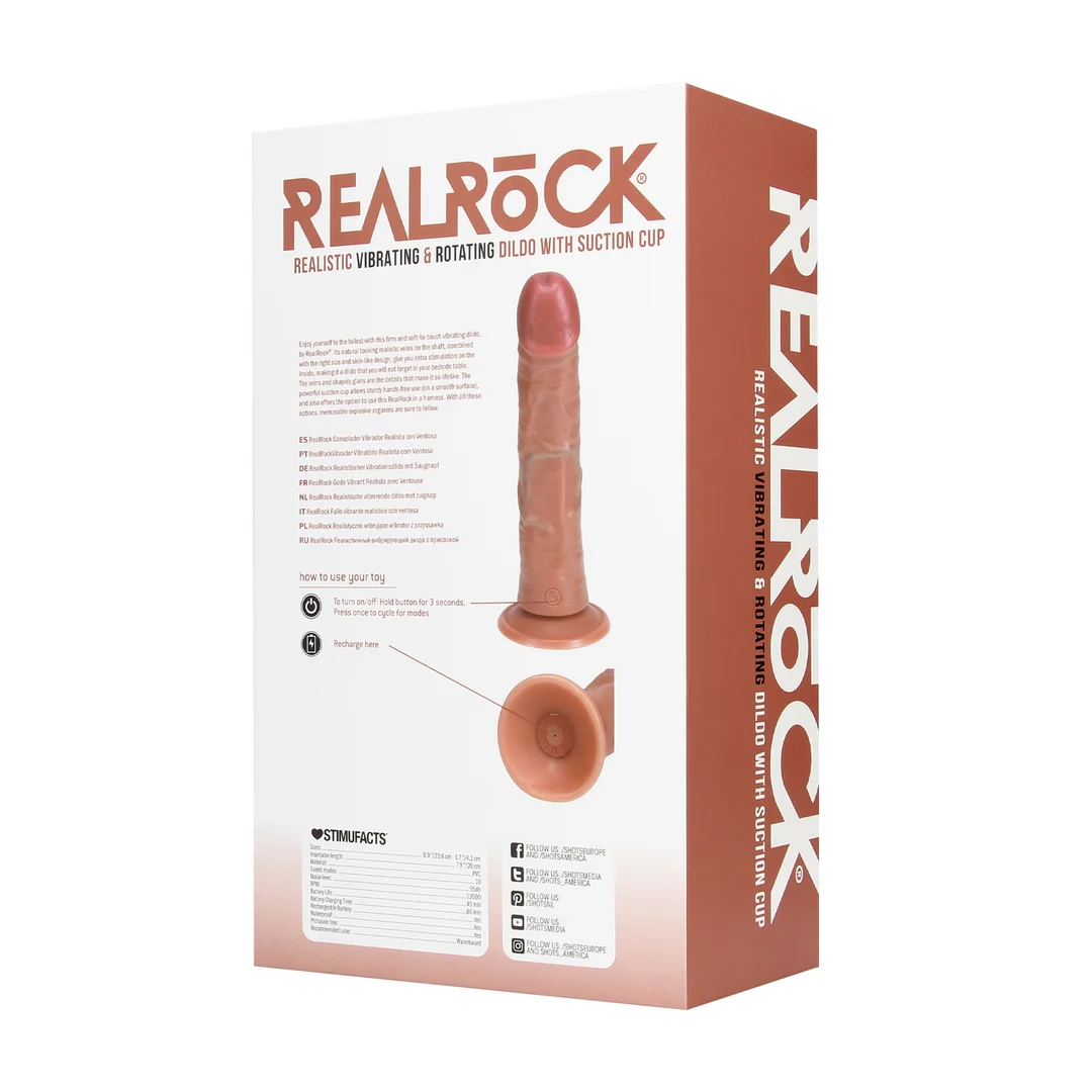 Vibromasseur réaliste avec vibrations et rotation, ventouse, RealRock, chair RealRock by Shots – Image 12