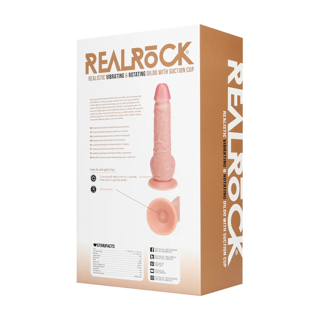 Gode vibrant et rotatif RealRock avec testicules – Image 2
