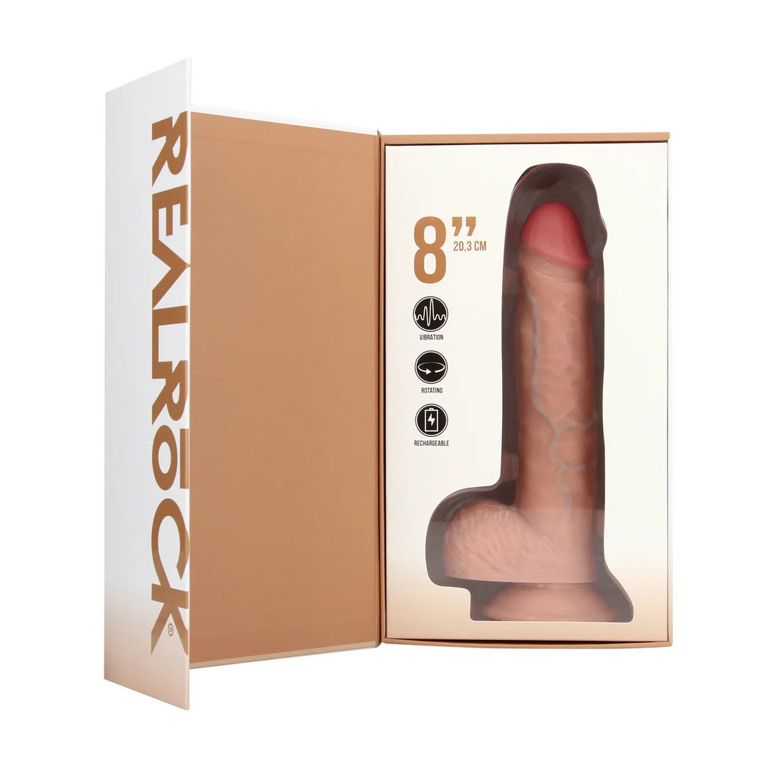 Gode vibrant et rotatif RealRock avec testicules – Image 3