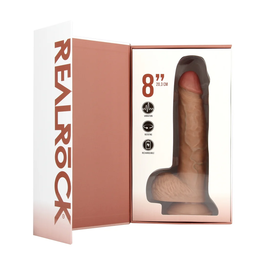 Gode vibrant et rotatif RealRock avec testicules – Image 9