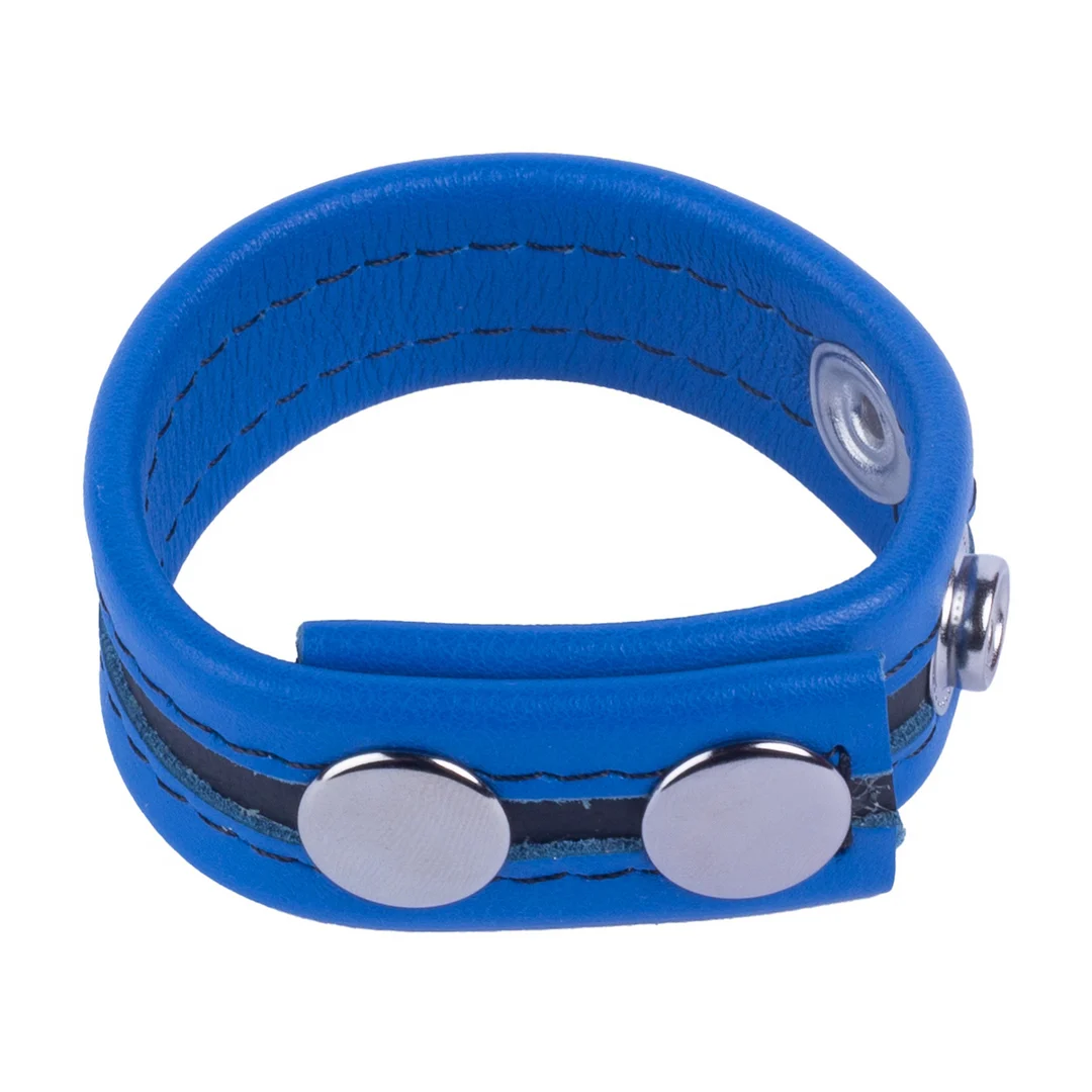 Anneau pénien Tippy en cuir bleu – Image 1