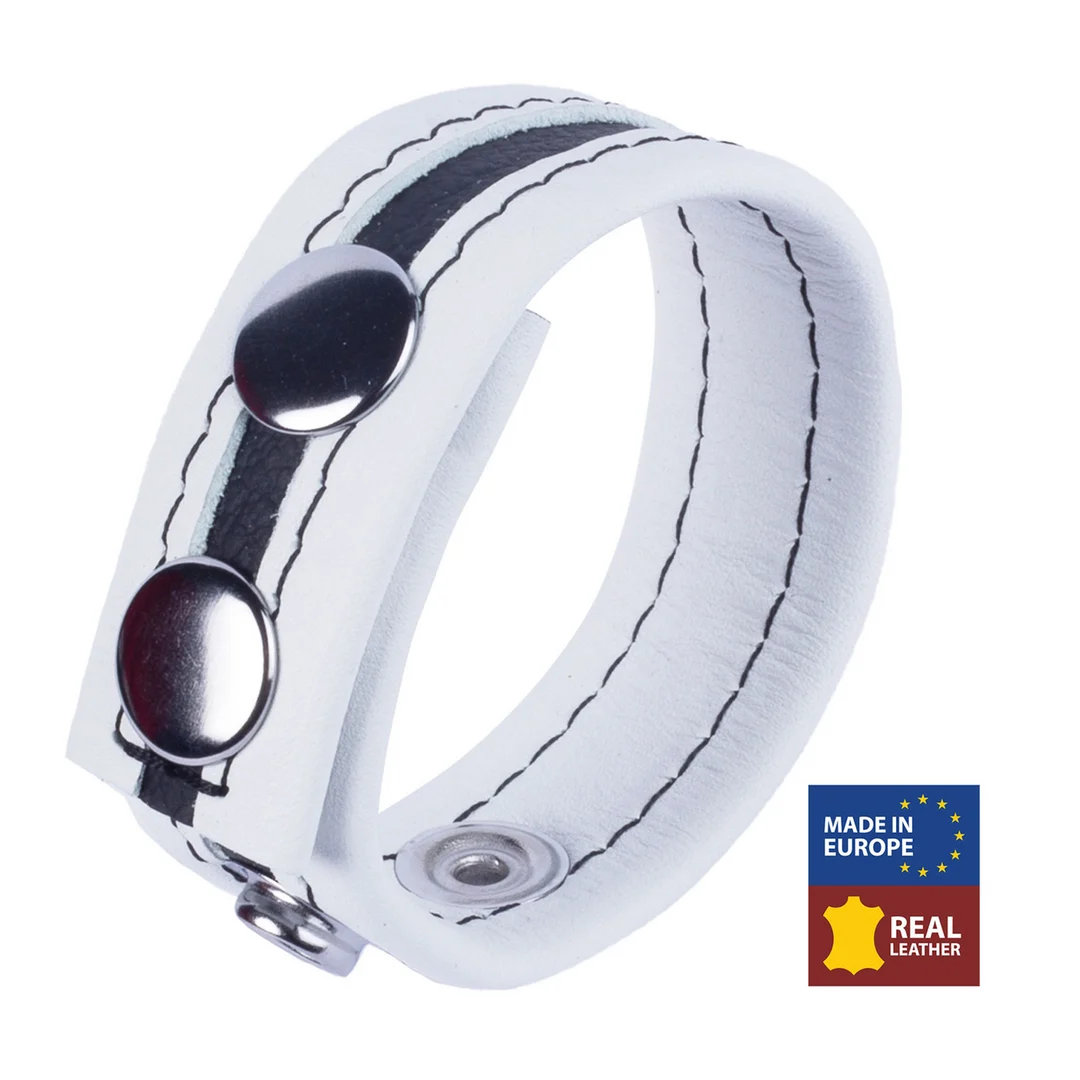 Anneau pénien Tippy en cuir blanc – Image 3
