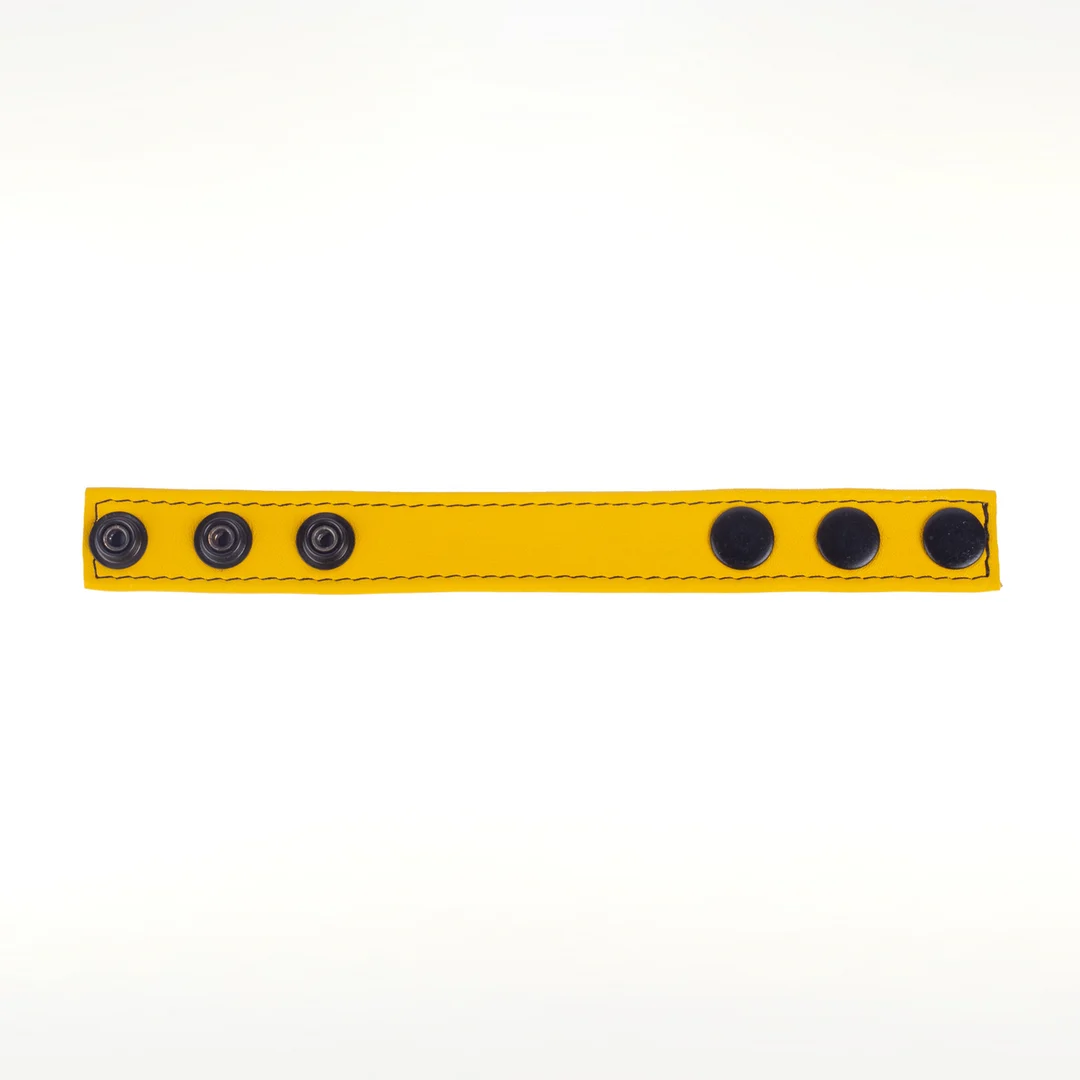 Anneau pénien Cocky en cuir jaune – Image 2
