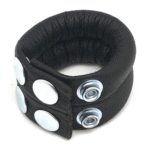 Tendeur de testicules réglable Red Leather en cuir, noir