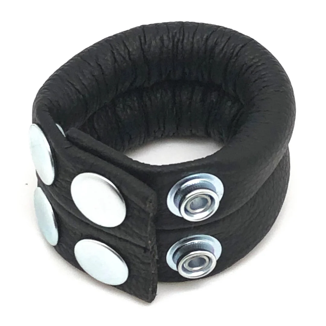 Tendeur de testicules réglable Red Leather en cuir, noir – Image 1