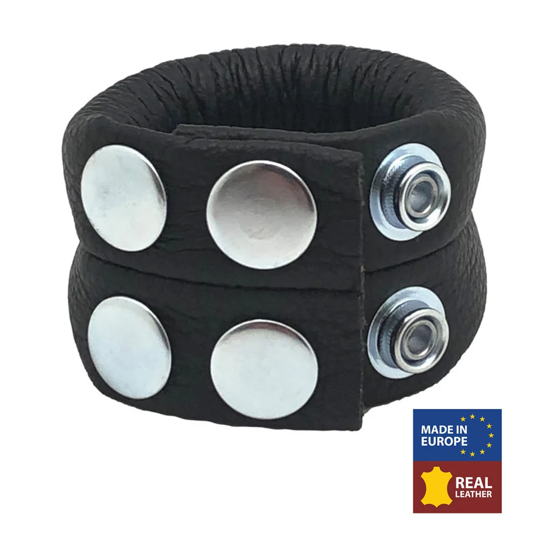 Tendeur de testicules réglable Red Leather en cuir, noir – Image 3