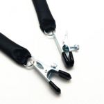 Pince à seins avec poids en cuir, 2 x 80 g, noir et argent – Image 3