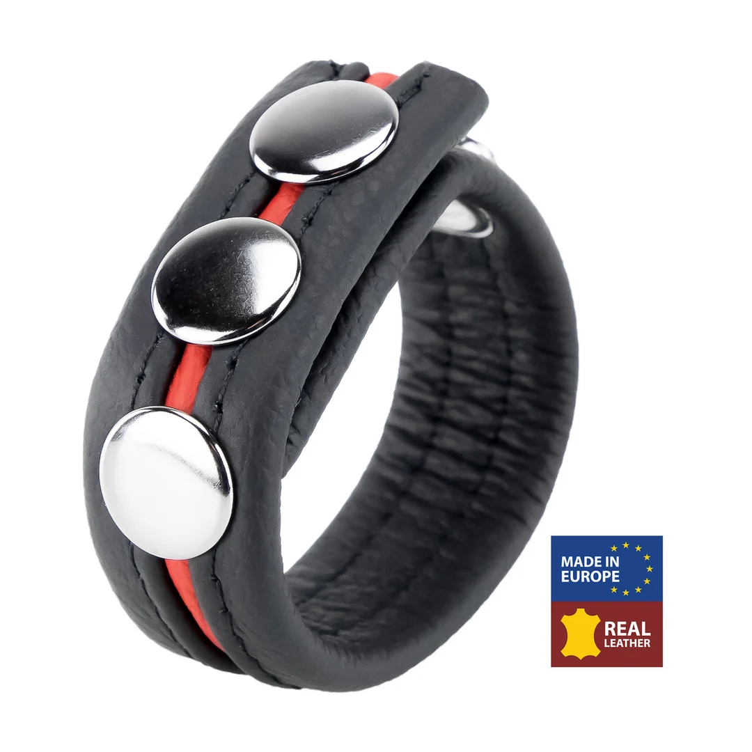 Cockring réglable en cuir rouge – Image 4