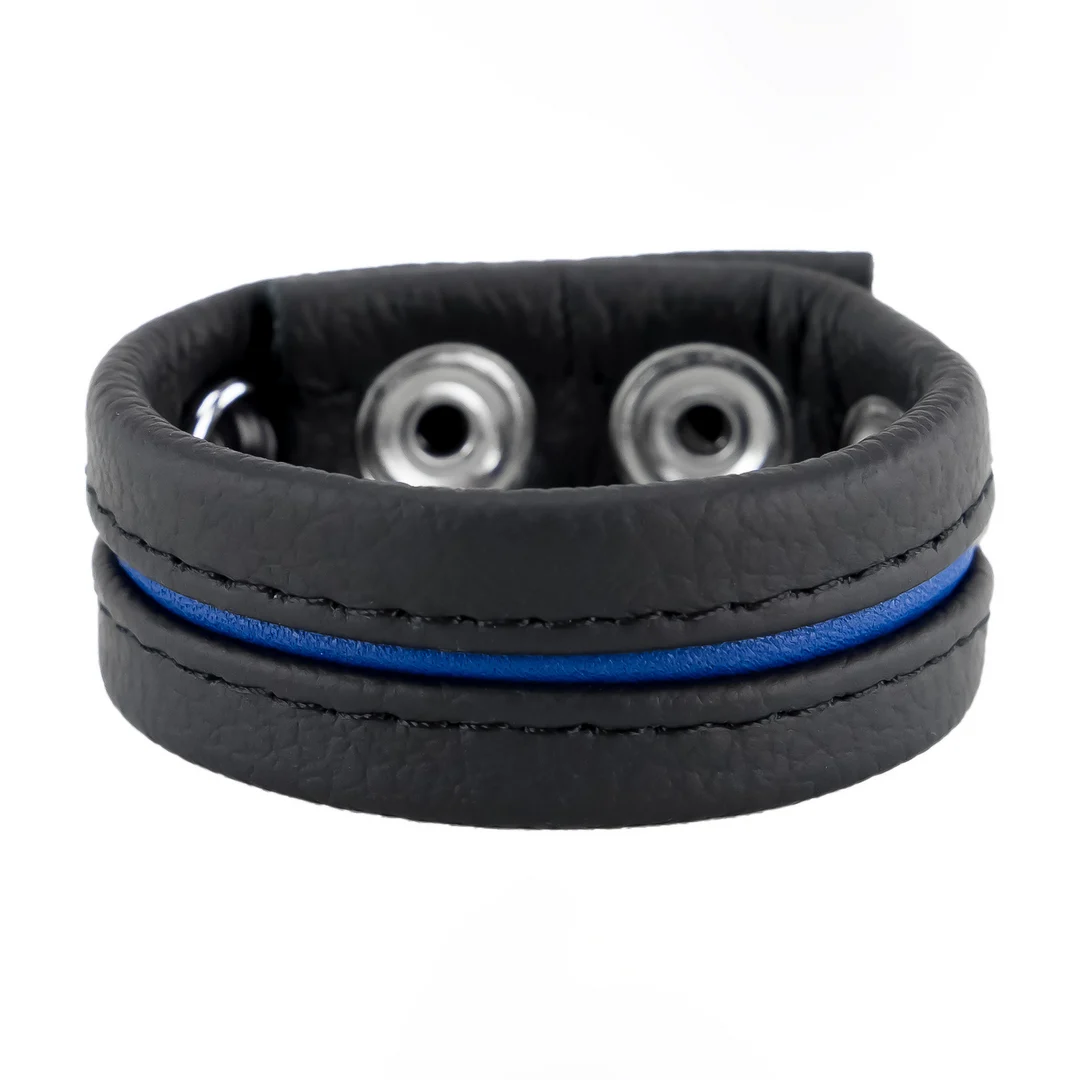 Anneau pénien réglable en cuir bleu – Image 1