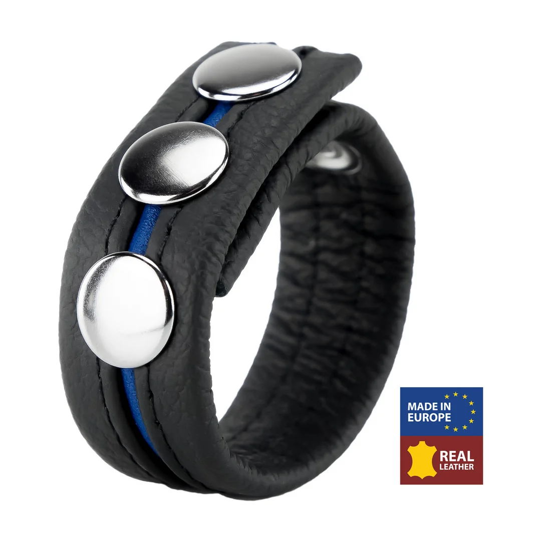 Anneau pénien réglable en cuir bleu – Image 4