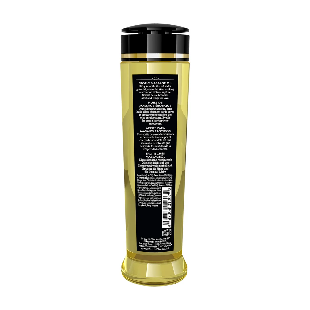 Huile de massage érotique – Huiles pressées à froid 100 % naturelles avec vitamine E – Vanille – 240 ml – Image 1