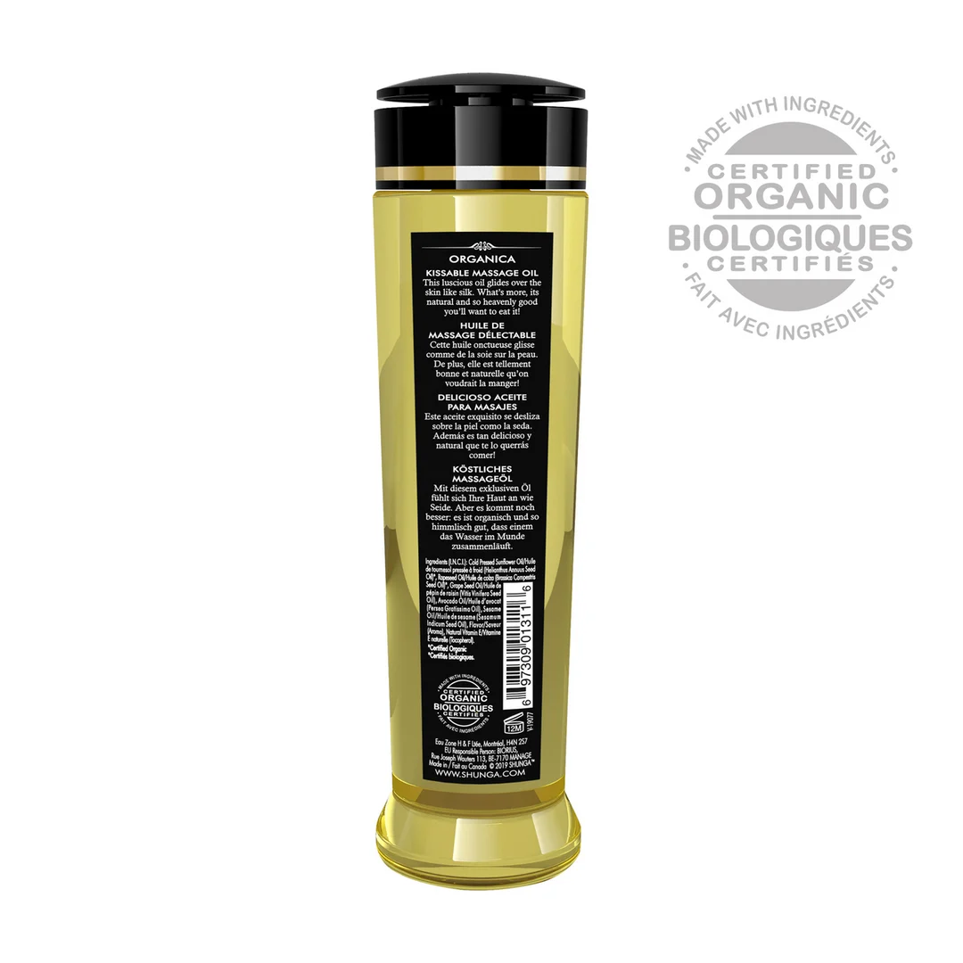 Huile de massage sensuelle, huile de massage naturelle comestible, thé vert, Shunga, 8 fl oz / 240 ml – Image 1