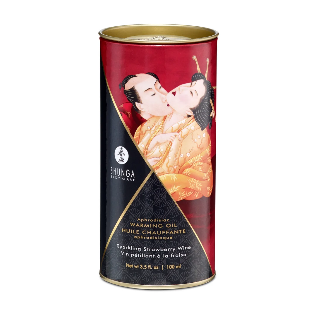 S-2208_1 Huile chauffante - Aphrodisia Oil - Vin pétillant à la fraise - 3,5 fl oz / 100 ml – Image 1