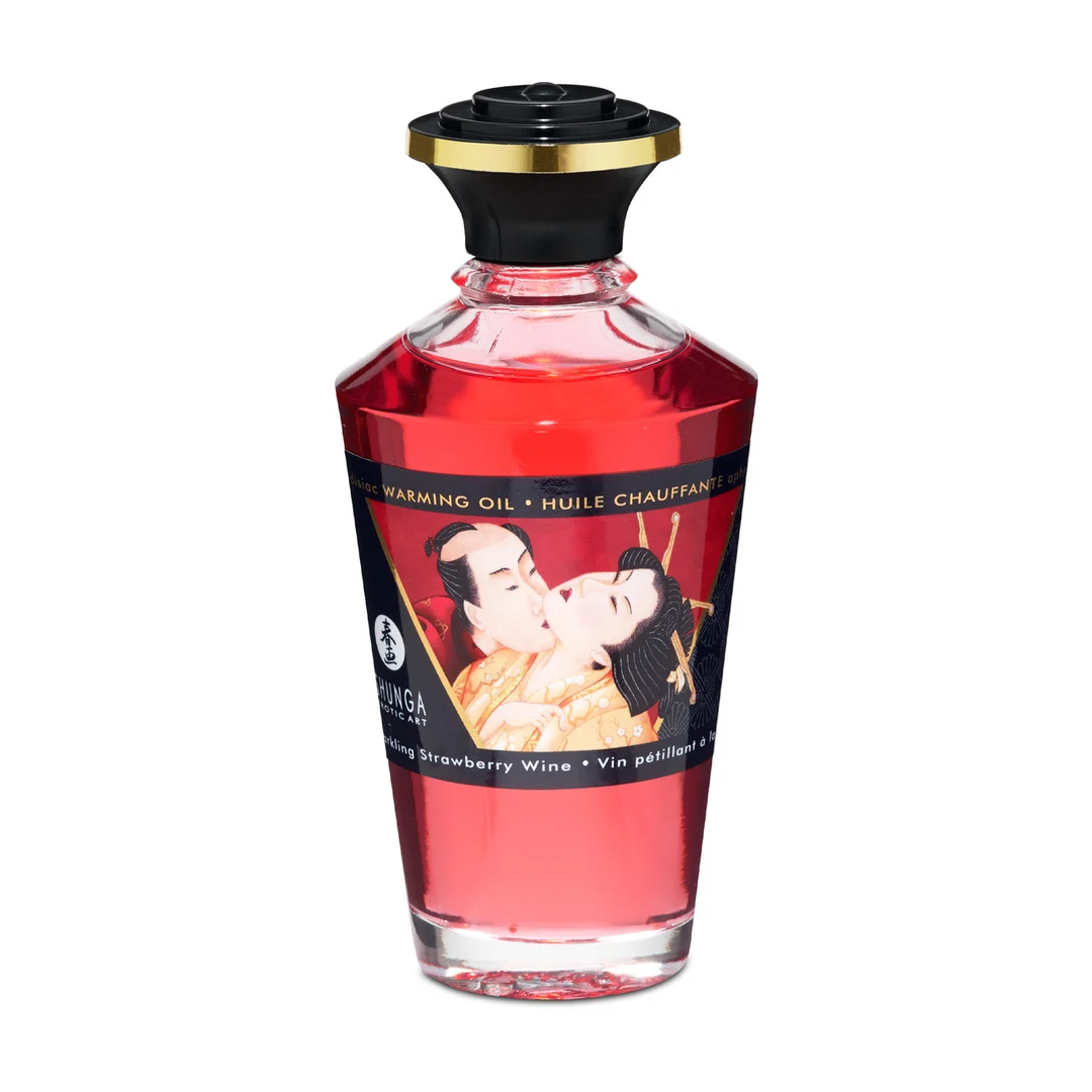 Huile chauffante - Aphrodisia Oil - Vin pétillant à la fraise - 3,5 fl oz / 100 ml – Image 2