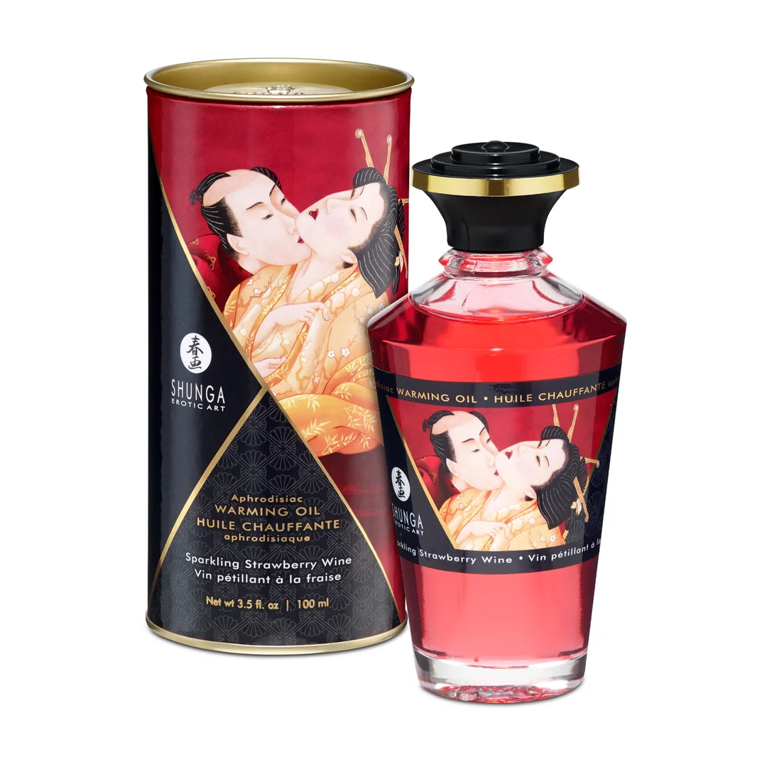 Huile chauffante - Aphrodisia Oil - Vin pétillant à la fraise - 3,5 fl oz / 100 ml – Image 3