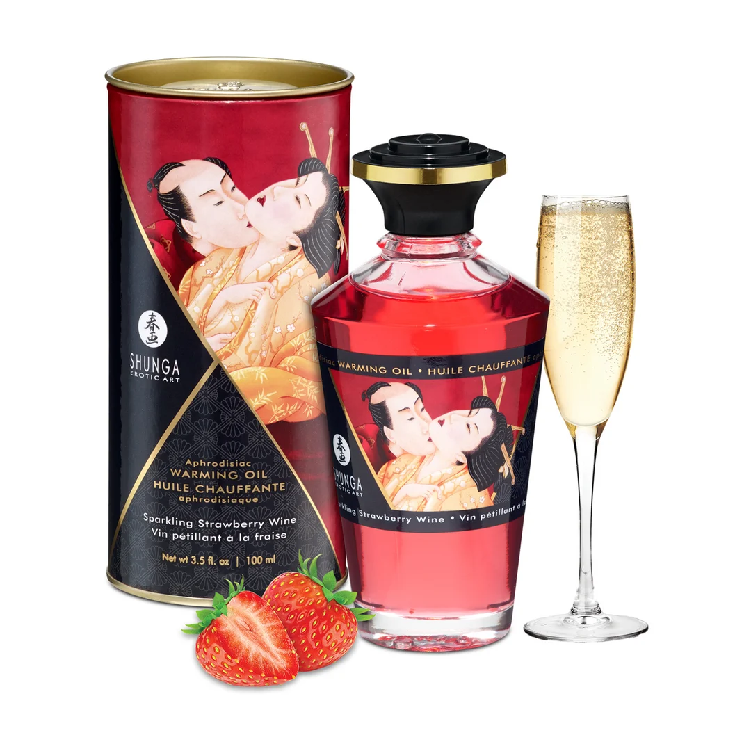 Huile chauffante - Aphrodisia Oil - Vin pétillant à la fraise - 3,5 fl oz / 100 ml – Image 4