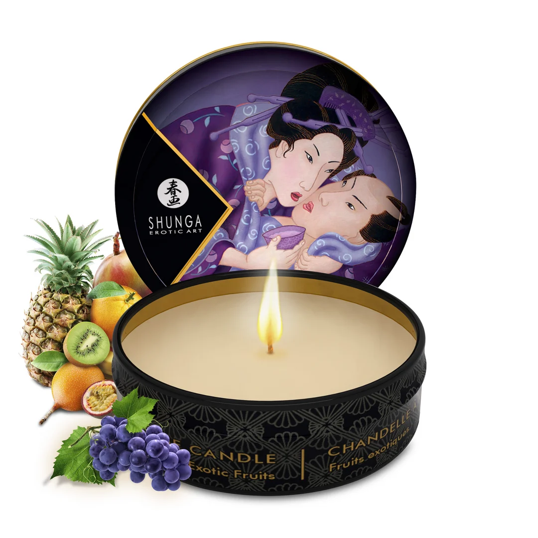 Bougie de massage mini avec huile tiède, fruits exotiques, 1 oz / 30 ml – Image 2