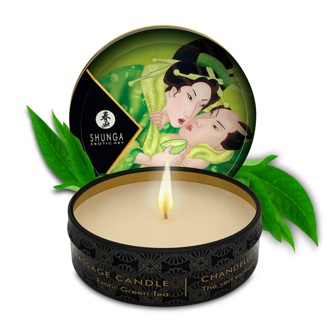 Bougie de massage | Mini bougie de massage et d’ambiance | Thé vert exotique | Shunga | 30 ml – Image 2