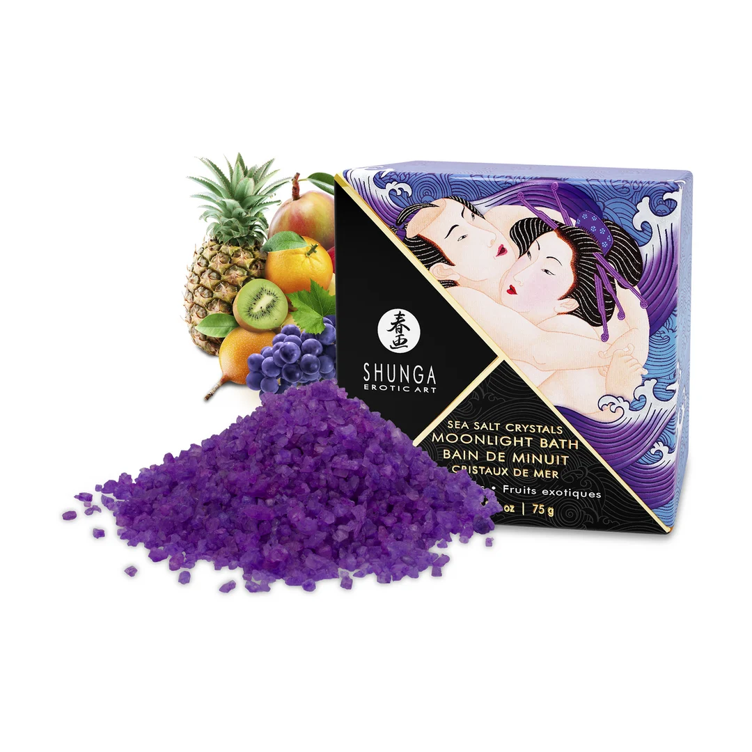 Sels de bain orientaux, cristaux de sel de la mer Morte parfumés et moussants, Fruits exotiques, Shunga, 2,65 oz / 75 gr – Image 3