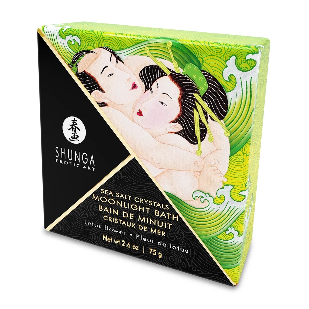 Sels de bain Oriental – Cristaux moussants parfumés de sel de la mer Morte, colore l’eau – Fleur de lotus – Shunga – 75 gr – Image 1