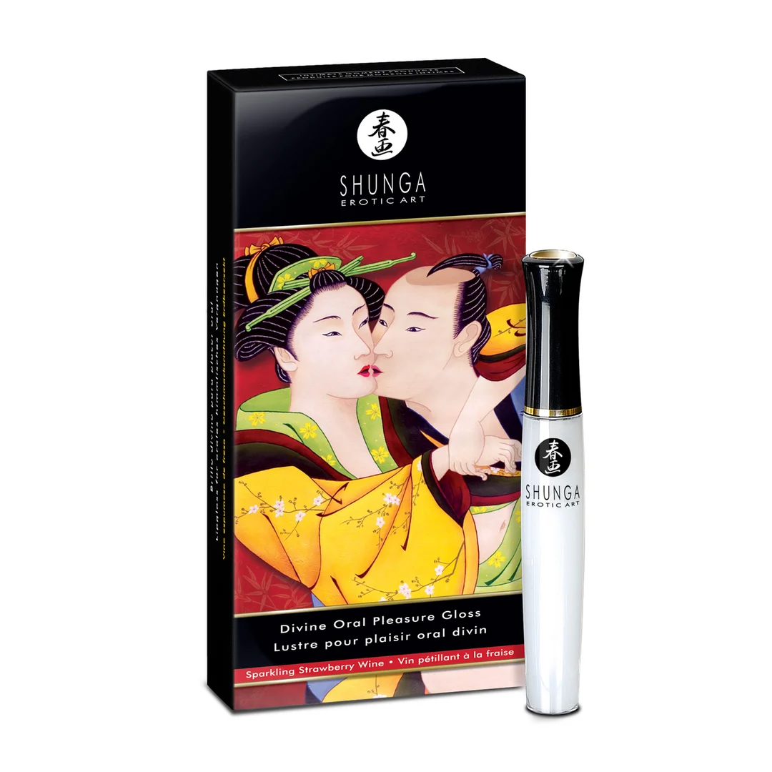 Shunga Divine Oral Lipgloss Fraise et vin pétillant – Image 1