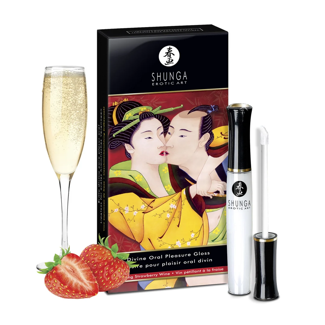 Shunga Divine Oral Lipgloss Fraise et vin pétillant – Image 4