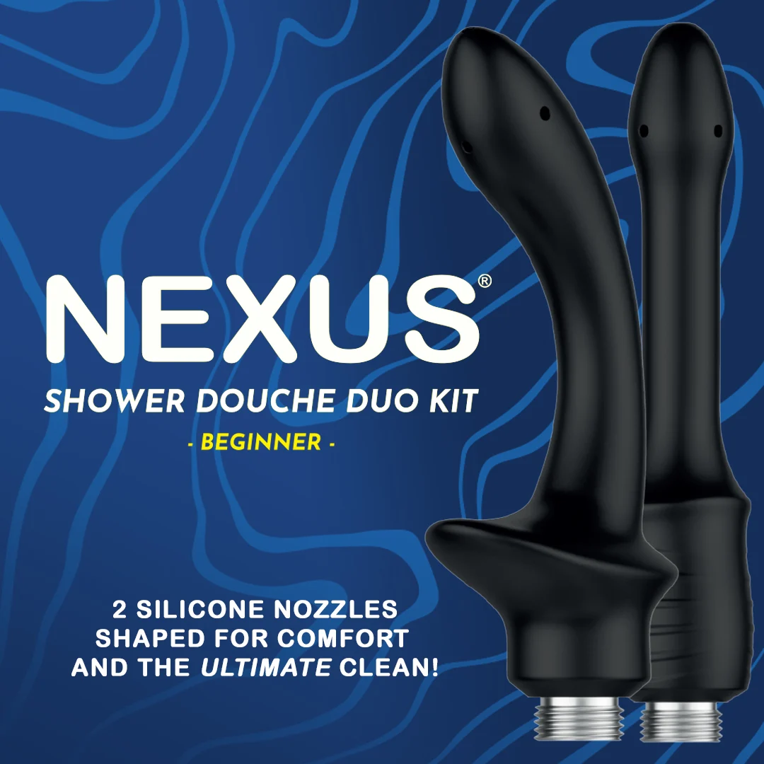 Douche anale, Shower Douche Duo Kit pour débutants avec 2 embouts en silicone, noir, Nexus – Image 6