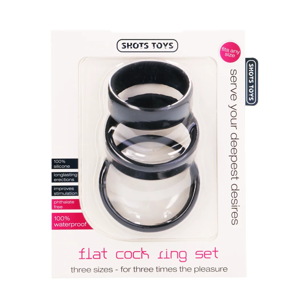 SHT390BLK_1 Shots Toys Flat Cockring Set – Image 1