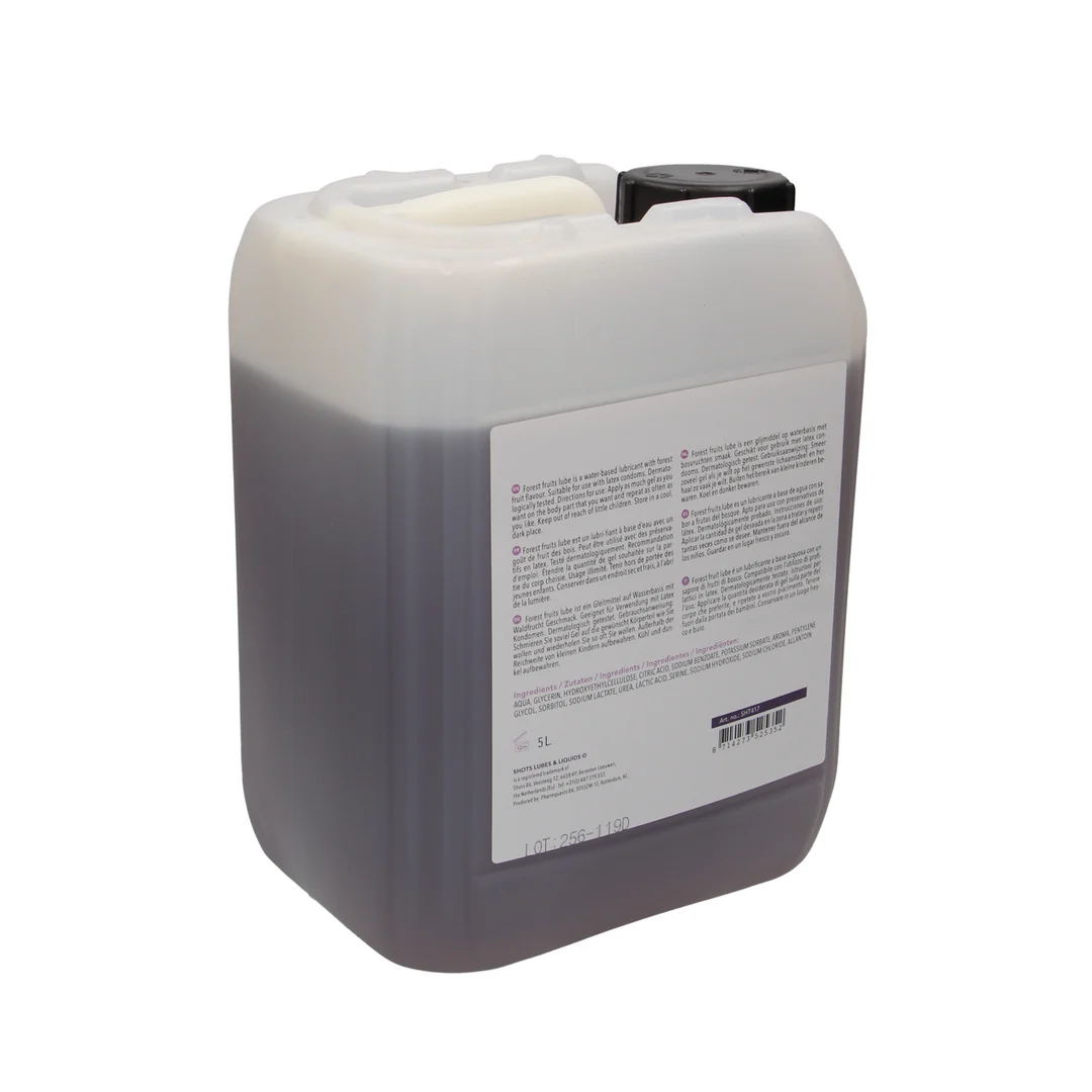 SHT417_1 Lubrifiant à base d’eau – Compatible avec les préservatifs en latex – Fruits des bois – 1,3 gal / 5 l – Shots Lubes – Image 1