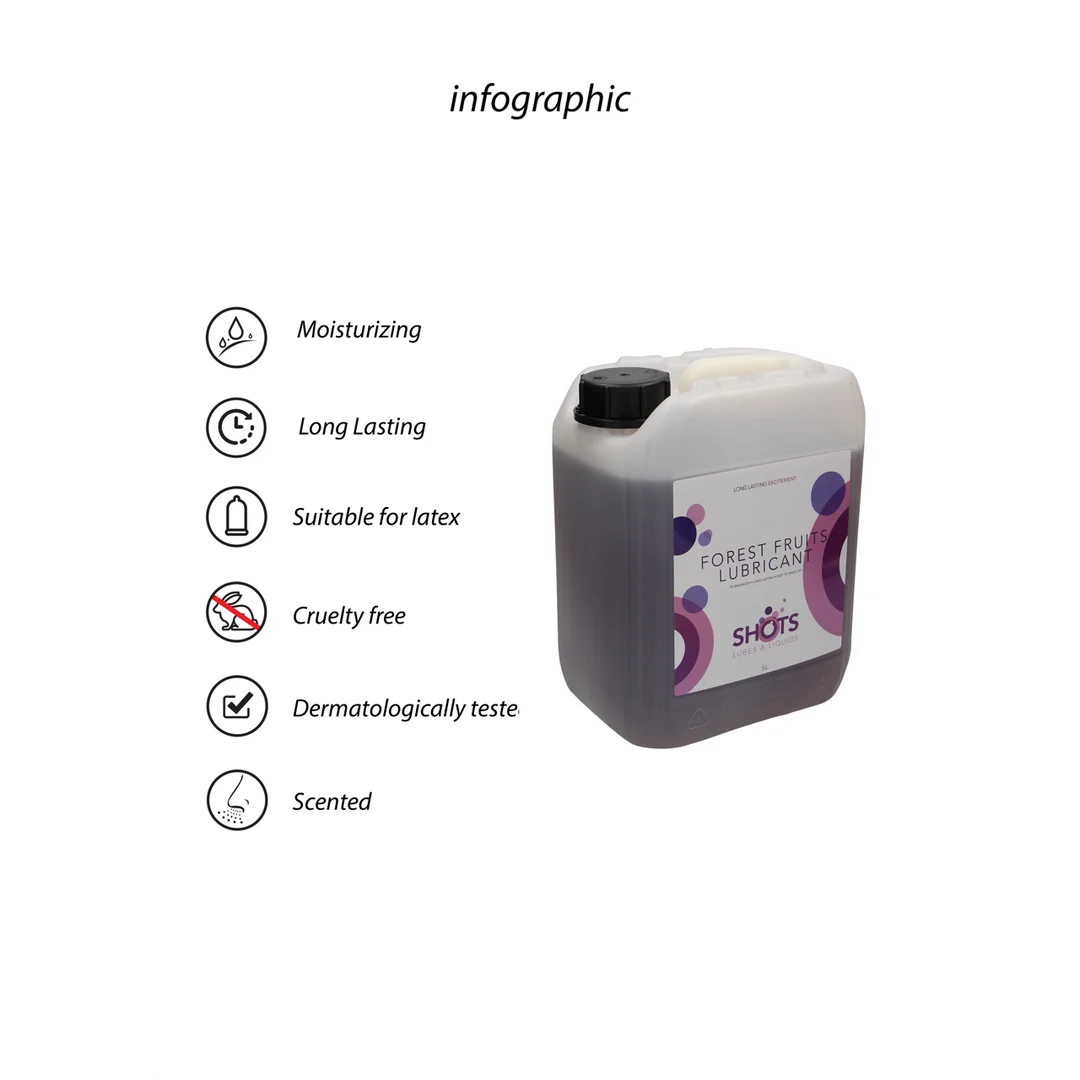 Lubrifiant à base d’eau – Compatible avec les préservatifs en latex – Fruits des bois – 1,3 gal / 5 l – Shots Lubes – Image 3