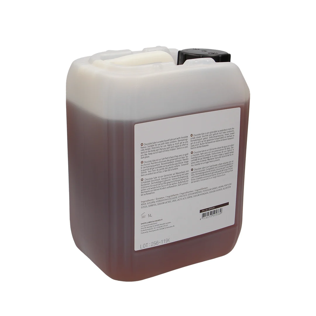 SHT418_1_1 Lubrifiant aromatisé – À base d’eau, compatible avec les préservatifs en latex – Chocolat – 1,3 gal / 5 l – Image 1