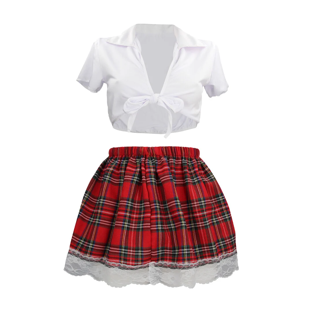 Costume d’écolière blanc et rouge – Image 4