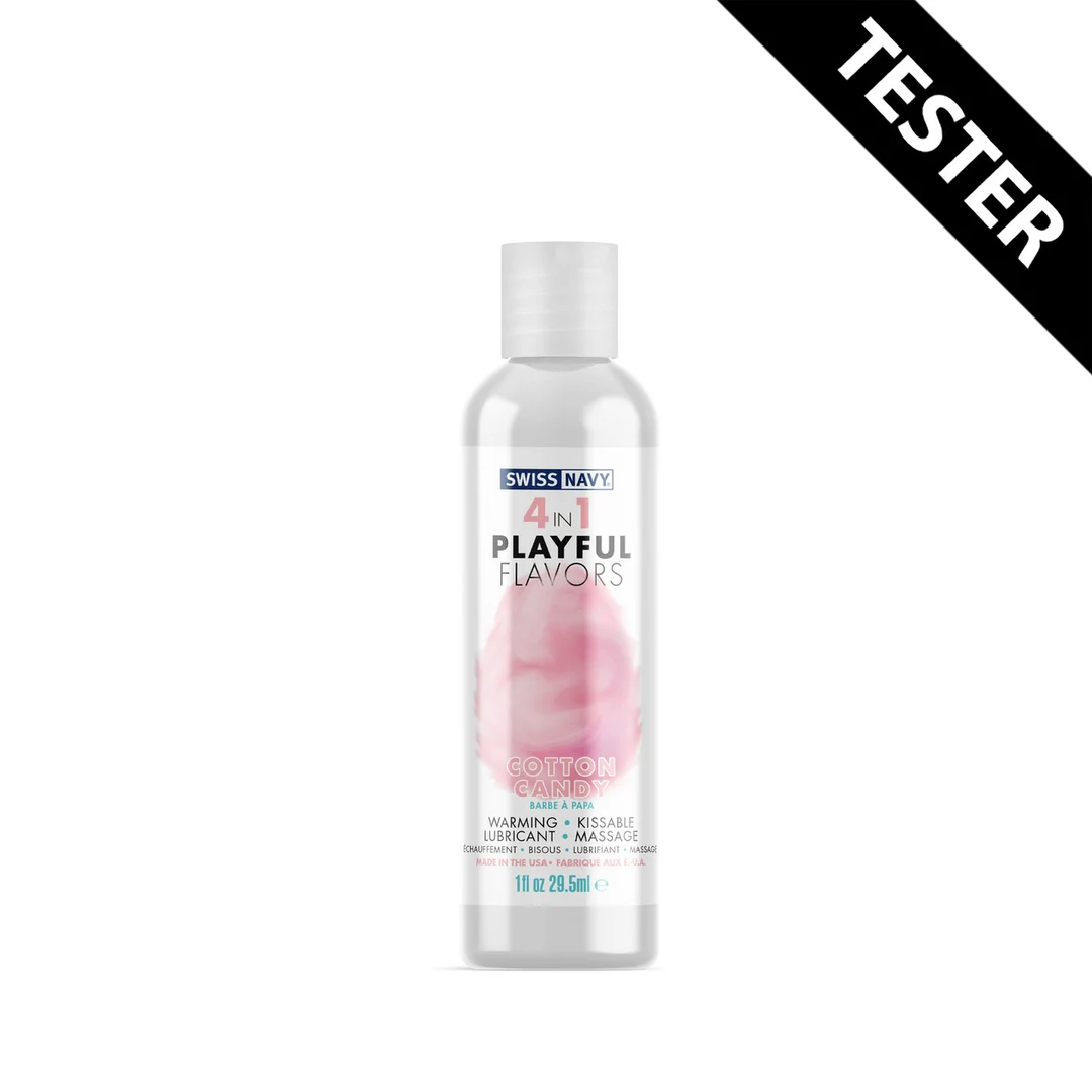 Lubrifiant aromatisé – 4 in 1 Playful Flavors, comestible et chauffant – Barbe à papa – 29,5 ml – Swiss Navy – Image 2