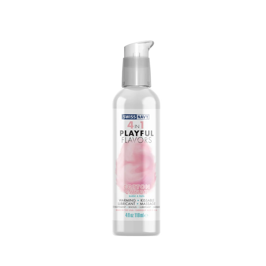 Lubrifiant aromatisé – 4 in 1 Playful Flavors, comestible et chauffant – Barbe à papa – 29,5 ml – Swiss Navy – Image 5