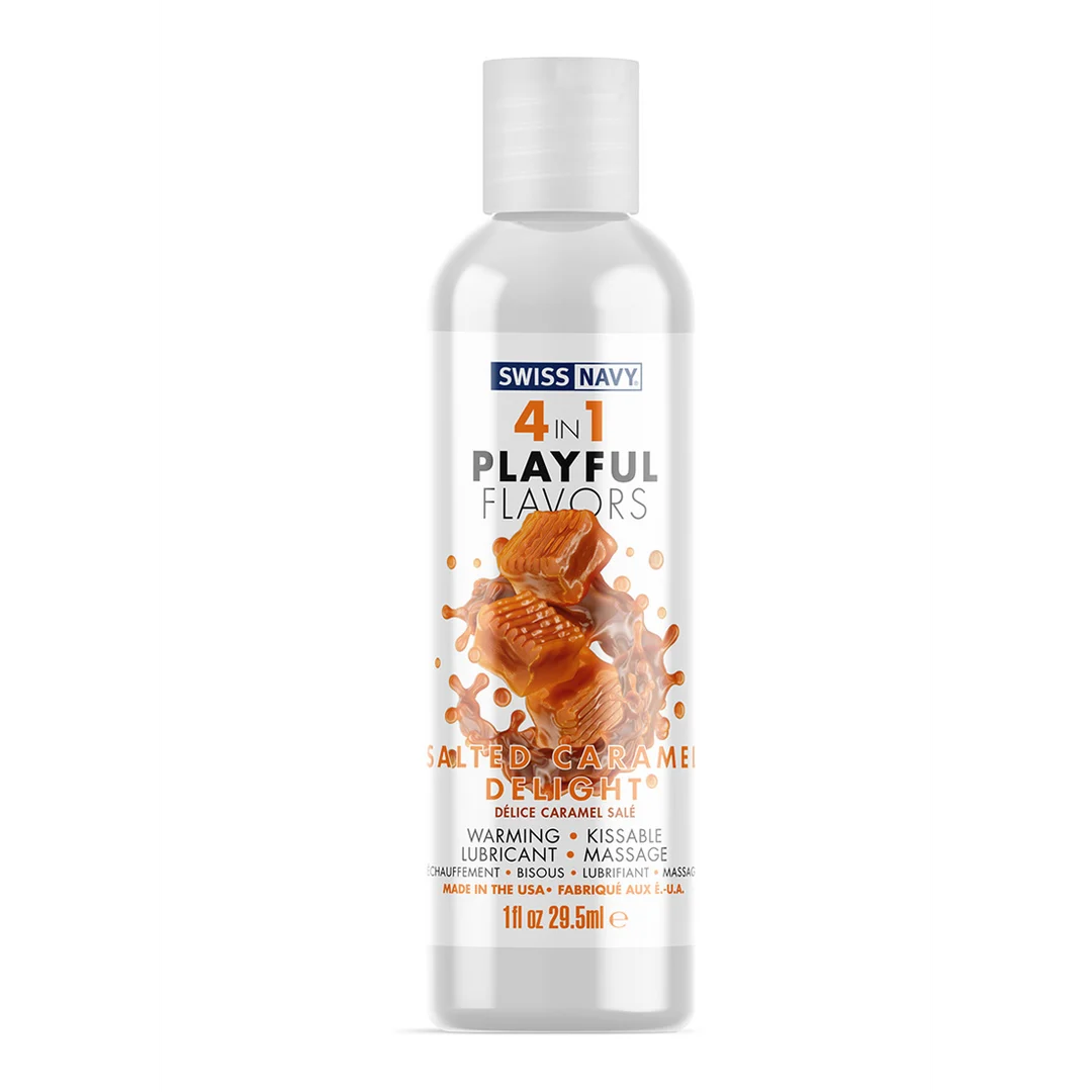 Lubrifiant parfumé – 4 in 1 Playful Flavors – Salted Caramel Delight – 29,5 ml – Swiss Navy – Image 2