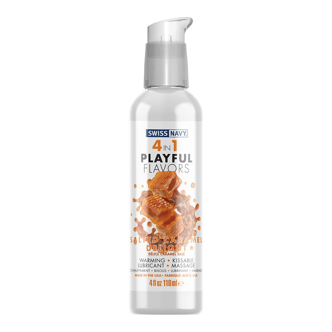 Lubrifiant parfumé – 4 in 1 Playful Flavors – Salted Caramel Delight – 29,5 ml – Swiss Navy – Image 4