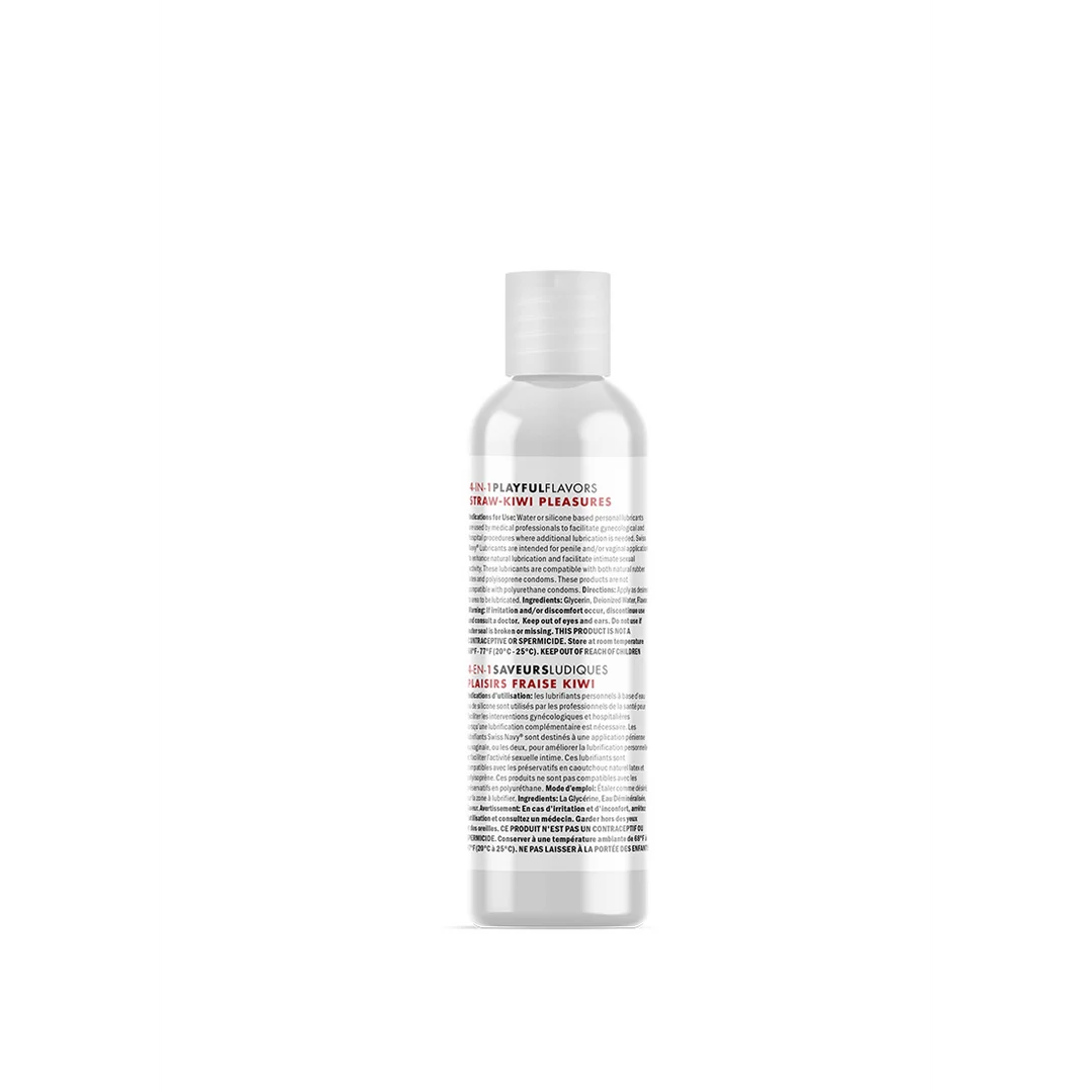 SN4N1FSKP1_1 Lubrifiant – 4 in 1 Playful Flavors, comestible et chauffant – Straw Kiwi Pleasures – Swiss Navy – 29,5 ml – Image 1
