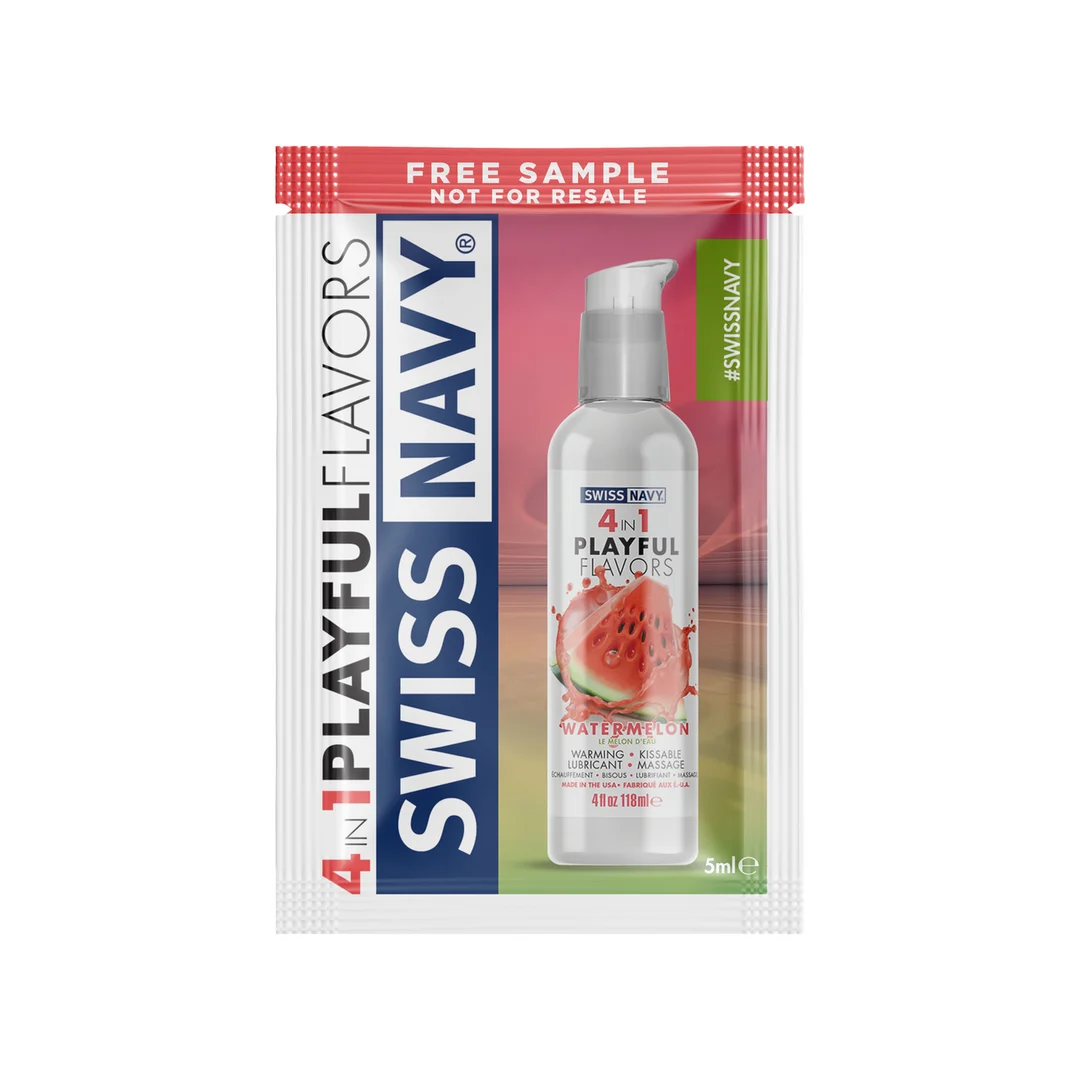 Lubrifiant aromatisé : lubrifiant 4 in 1 Playful Flavors à la pastèque, pastèque, 5 ml, Swiss Navy – Image 2