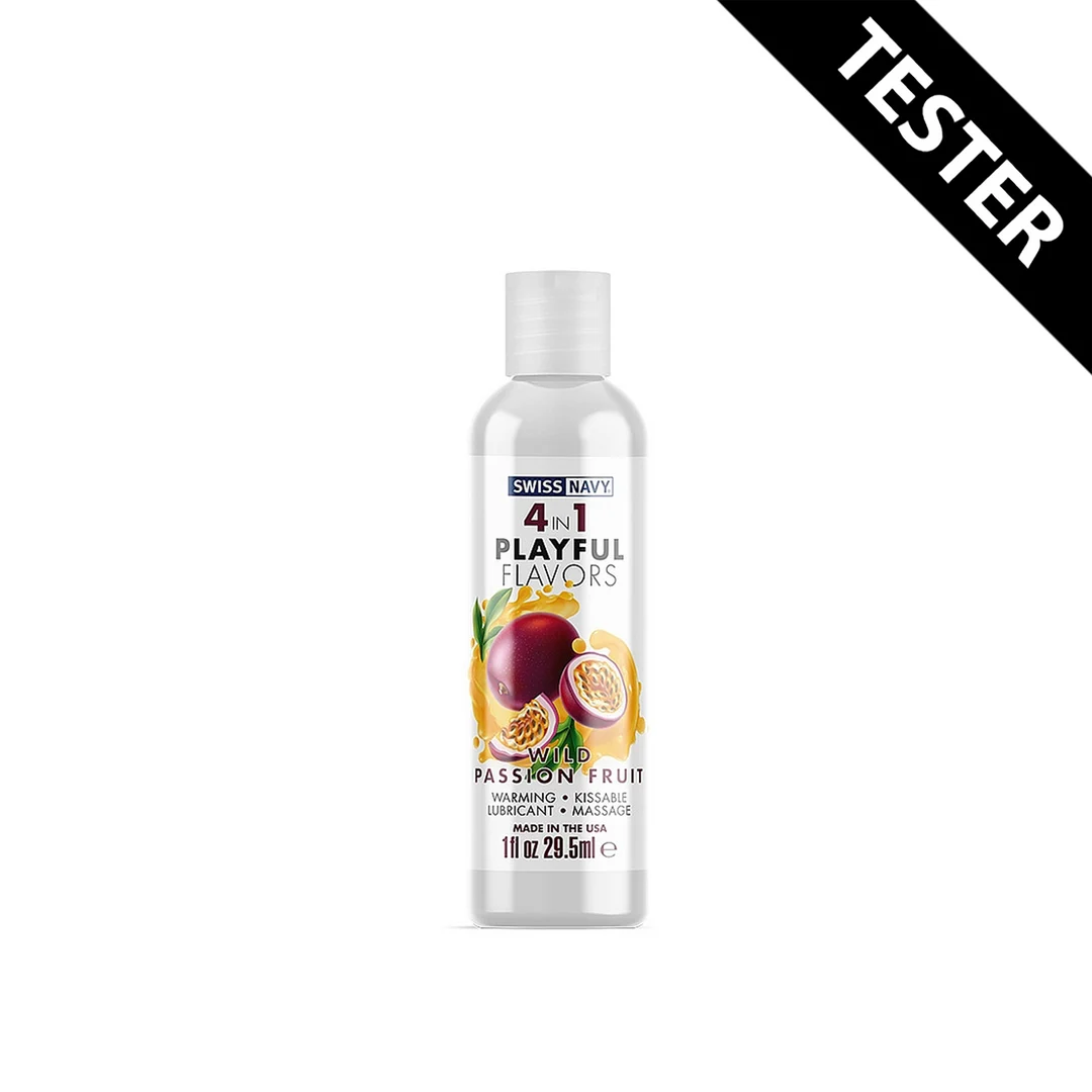 Lubrifiant aromatisé – 4 in 1 Playful Flavors, comestible et chauffant – Fruit de la passion – 29,5 ml – Swiss Navy – Image 9
