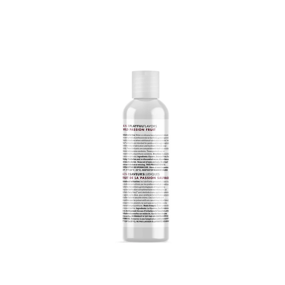 Lubrifiant aromatisé – 4 in 1 Playful Flavors, comestible et chauffant – Fruit de la passion – 29,5 ml – Swiss Navy – Image 2